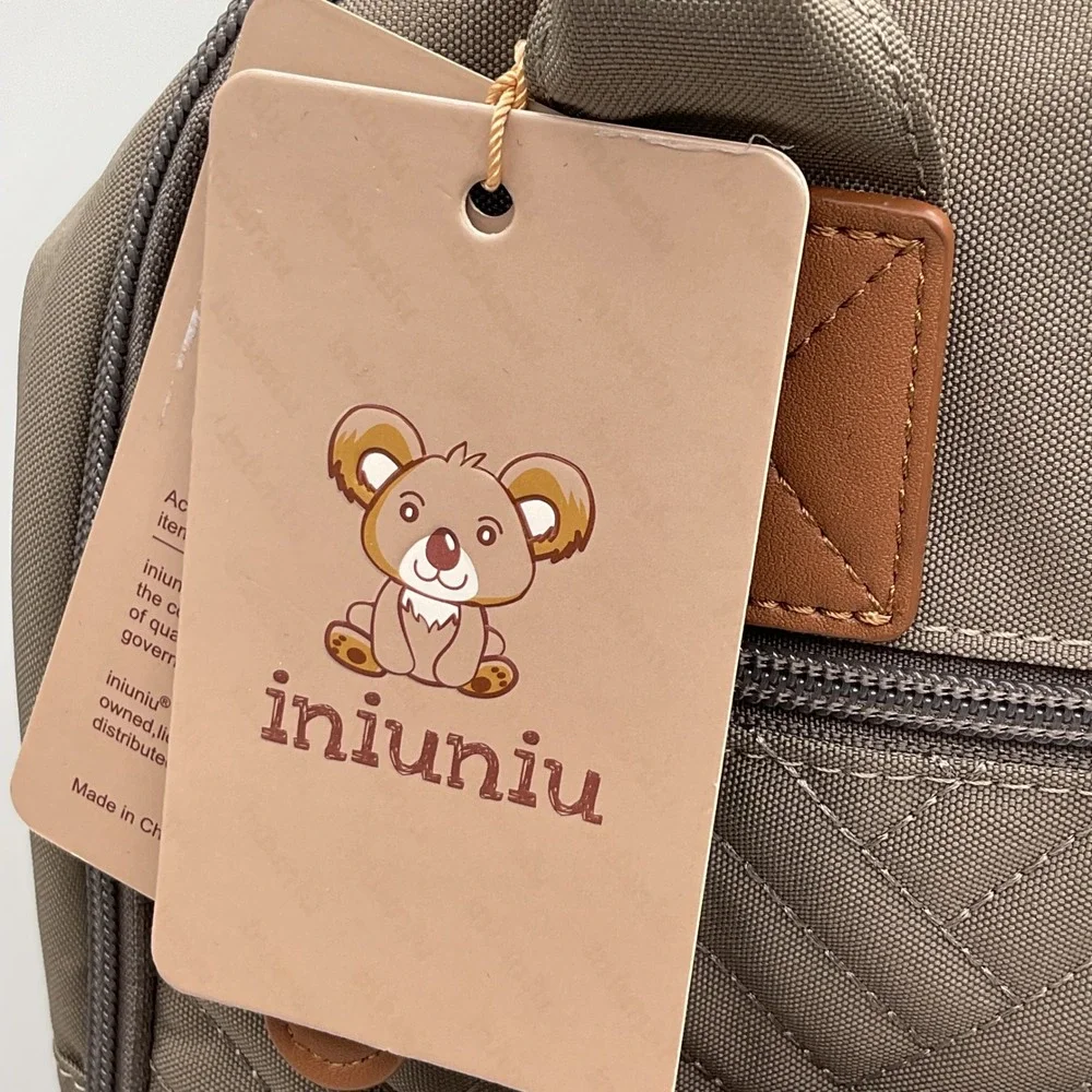 iniuniu Khaki Quilted Diaper Bag Backpack 4-in-1‎ Kit with Changing Pad NWT